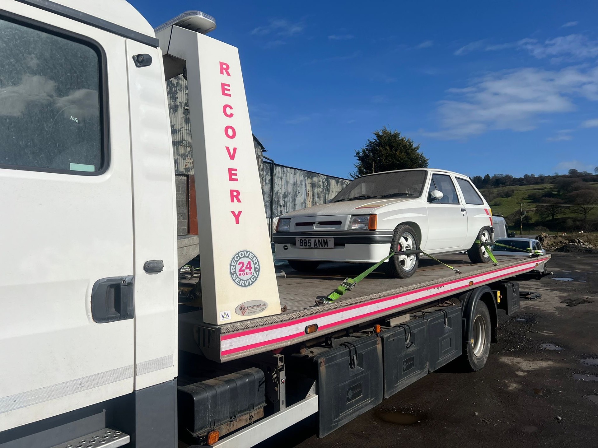 Classic Vauxhall Nova loaded on MZL 24-hour recovery truck